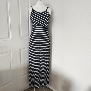 Mossimo Black & White Striped Maxi Tank Dress Size Large
